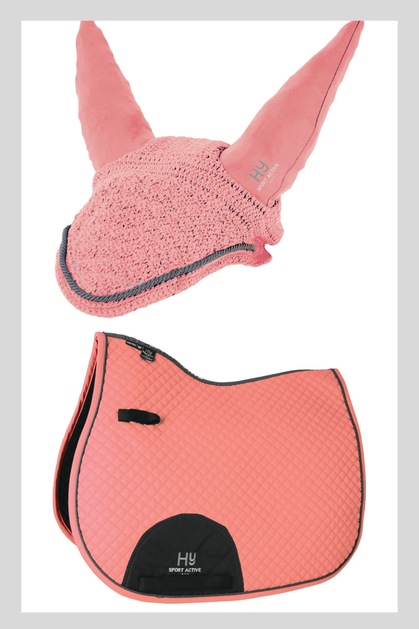 Hy Sport Active Coral Rose GP Saddle Pad and Fly Veil