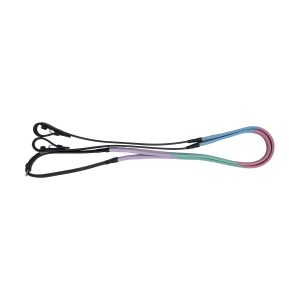 Hy Equestrian Rubber Covered Training Reins - Lilac/Ice Mint/Baby Pink/Baby Blue