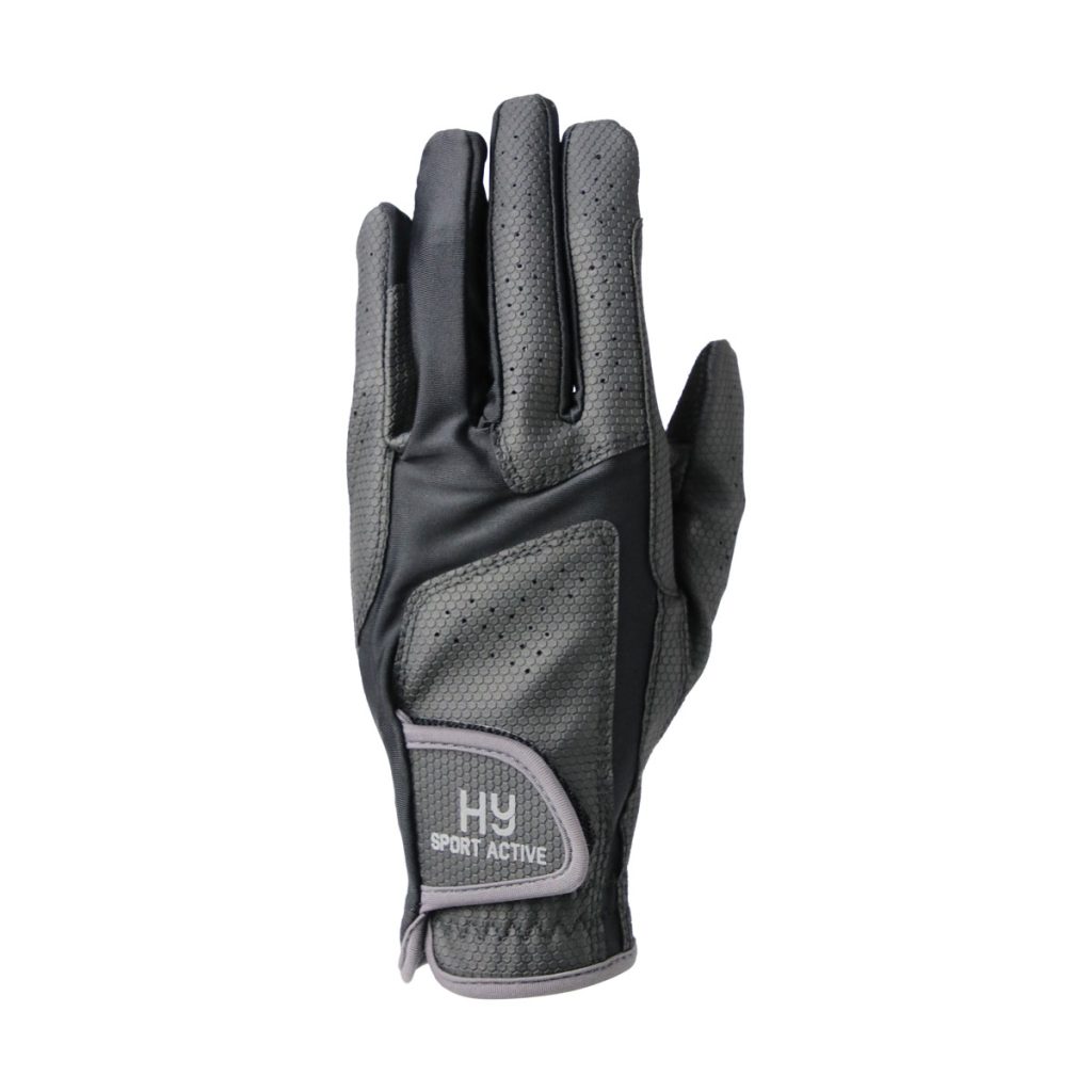 Hy Sport Active Riding Gloves - Adult - Black/Pencil Grey