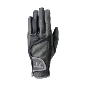 Hy Sport Active Riding Gloves - Adult - Black/Pencil Grey