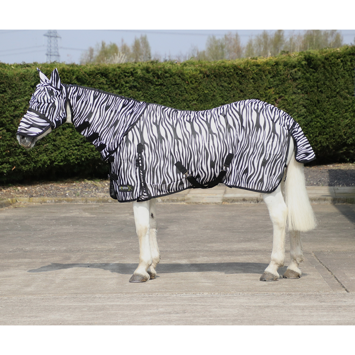 Hy Equestrian Zebra Fly Mask with Ears and Detachable Nose - Image 2