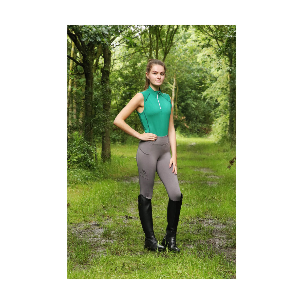 Hy Sport Active Riding Tights - Pencil Point Grey