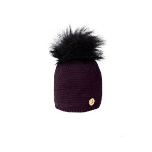 Coldstream Polwarth Bobble Hat Mulberry Purple