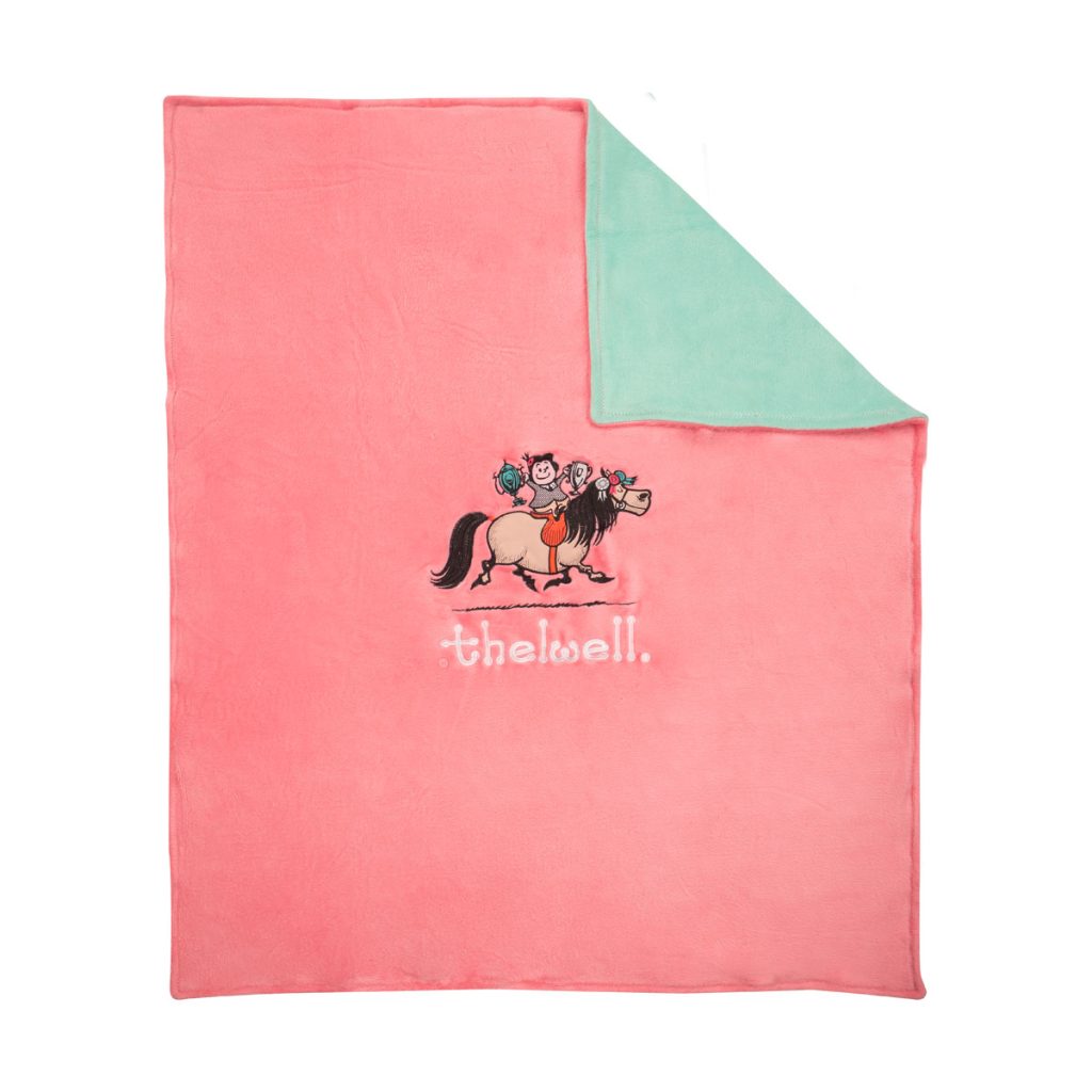 Hy Equestrian Thelwell Collection Fleece Blanket - Pink & Mint
