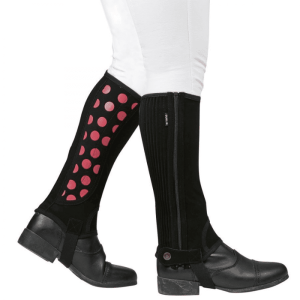 Dublin Easy-Care Spot Print Half Chaps-Kids - Size Childs Medium Black