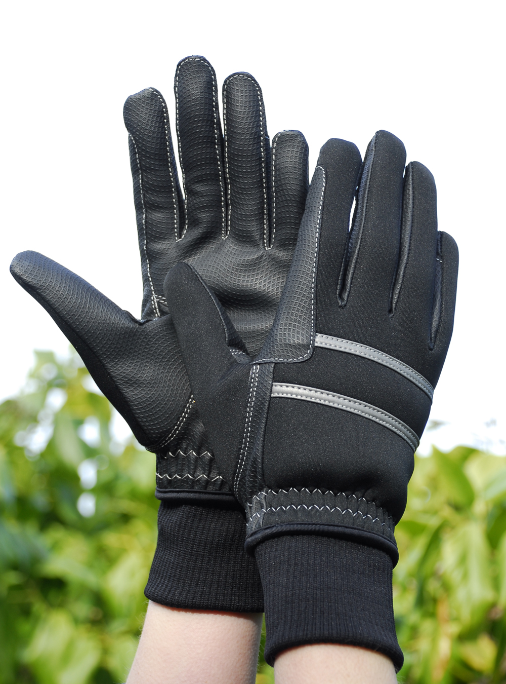 Black Thinsulate Lined Winter Riding Gloves