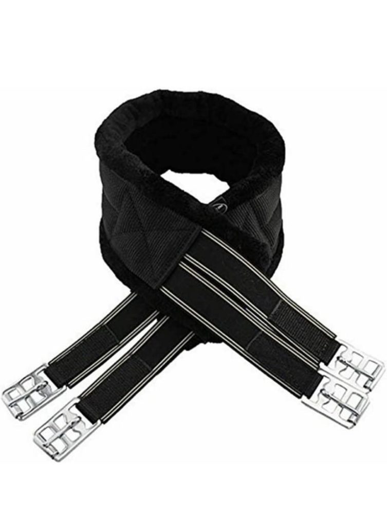 Faux Fur Lined Girths - Elasticated Both Ends Black or Brown 40"- 54"