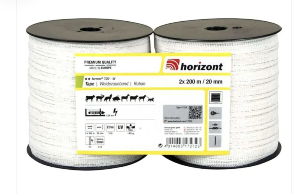 2 x Horizont Electric Fencing Tape 20mm by 200m