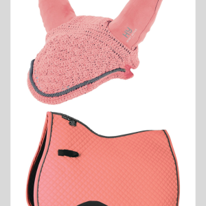 Hy Sport Active Coral Rose GP Saddle Pad and Fly Veil