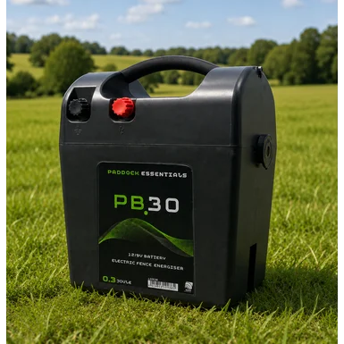 Paddock Essentials PB30 energiser | 0.4J 9/12 volt input